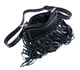 WC15108FRINGE FRINGE Women Leather Hip Clip FRINGE Purse Bag Fringe & Stud Waist Bag Fanny Pack Motorcycle - Leather bags - Back View