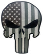 WCEP12 Skull with White & Grey Straps, Stars & Black Embroidery Iron-On Patch | Motorcycle Biker Vest - Patches - Front View