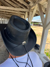 Black Leather Cyclone Cowboy Hat – Crushable Western Outback Style