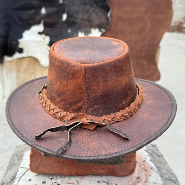 Crazy Leather Cowboy Outback Vintage Australian Hat