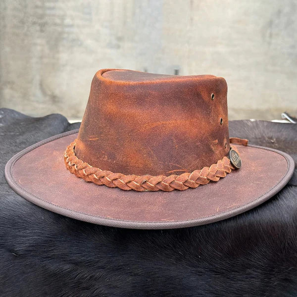 Crazy Leather Cowboy Outback Vintage Australian Hat