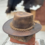 Crazy Leather Cowboy Outback Vintage Australian Hat