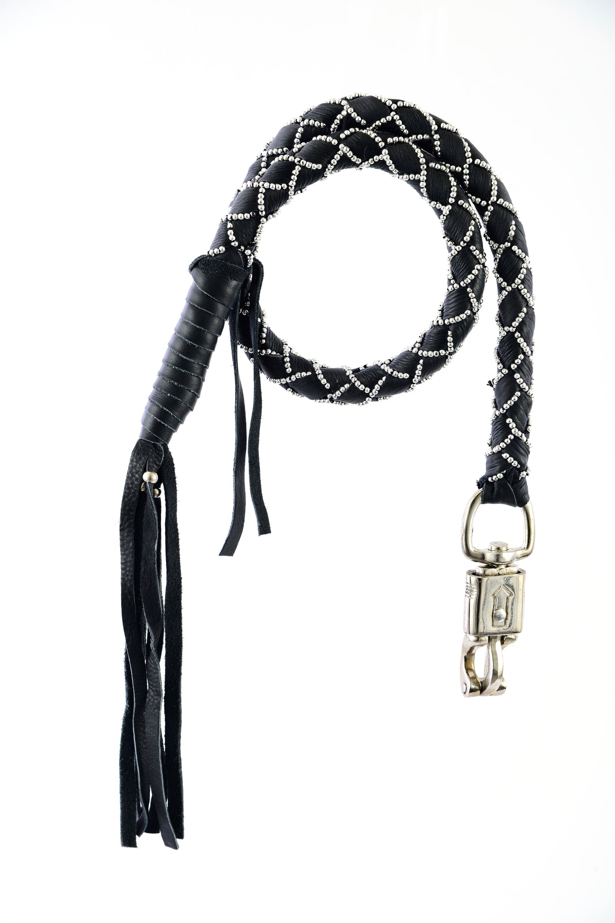 Fancy Black Biker Leather Heavy Duty Get Back Whip Made of Cow Leather