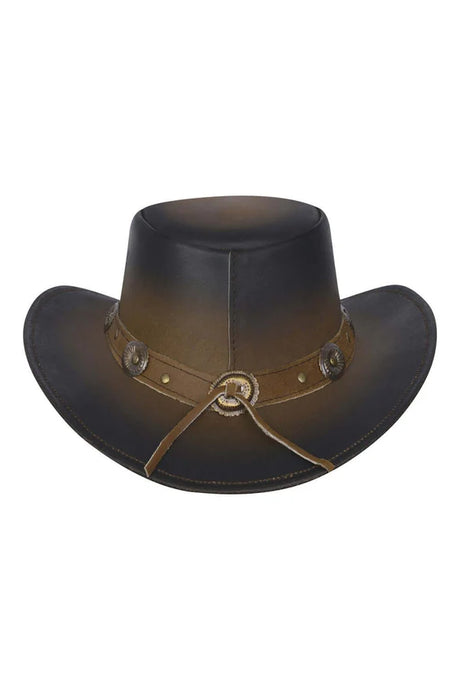 Leather Cowboy Western Hat  Aussie Style with Conchos