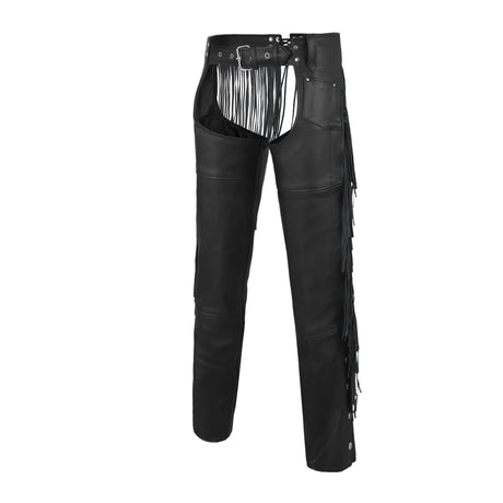 Fringe Tassel Motorcycle Riding Bikers Chap-Black