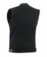 Biker Denim Club Style Anarchy BLACK Vest with Conceal Carry Pockets both sides