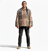 Premium Men’s Western Cowboy Suede Leather Jacket – Native American Fringed & Beaded Style
