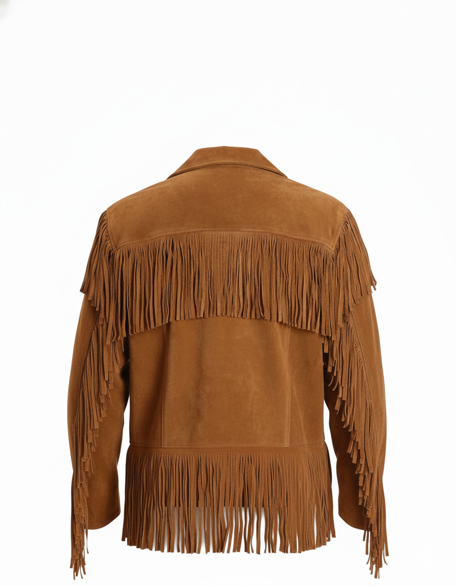 Premium Men’s Western Cowboy Jacket – Suede Fringe with Native American Beadwork