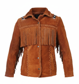 Men’s Premium Suede Western Fringe Jacket with Handcrafted Beads – Cowboy & Heritage Leather Wear