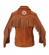 Men’s Premium Suede Western Fringe Jacket with Handcrafted Beads – Cowboy & Heritage Leather Wear