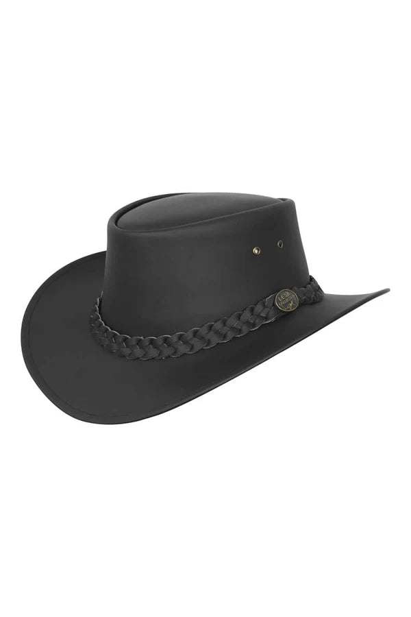 Australian Style Black Leather Bush Hat for Men & Women – Cowboy Western Design