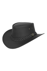 Australian Style Black Leather Bush Hat for Men & Women – Cowboy Western Design