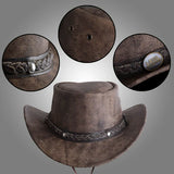 Australian Distressed Brown Leather Hat