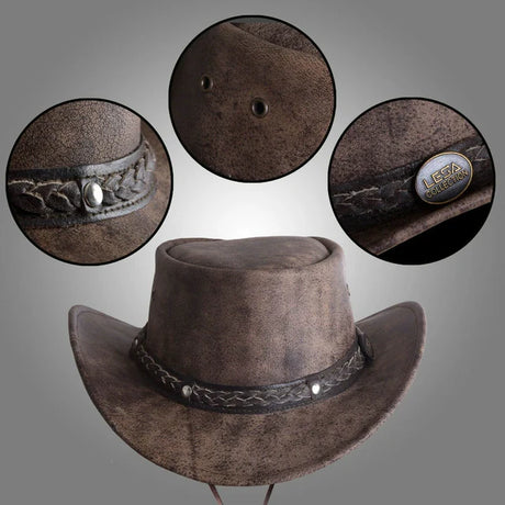 Australian Distressed Brown Leather Hat