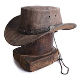 Australian Distressed Brown Leather Hat