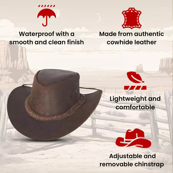 Australian Leather Outback Bush Hat Unisex Cowboy Style Hat