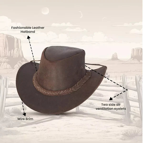 Australian Leather Outback Bush Hat Unisex Cowboy Style Hat