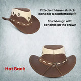 Real Oily Leather Outback Bush Hat Western Aussie Style Hat
