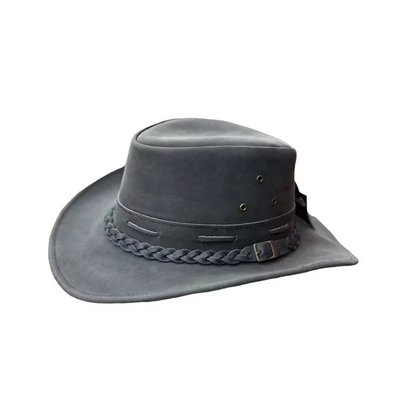 Australian Western Distressed Brown Leather Outback Bush Hat