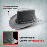Australian Western Distressed Brown Leather Outback Bush Hat