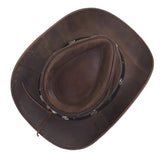 Australian Leather Western Bush Cowboy Hat Cross Embellishment Brown