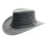 Australian Western Distressed Brown Leather Outback Bush Hat
