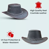 Australian Western Distressed Brown Leather Cowboy Bush Hat