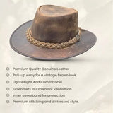 Crazy Leather Cowboy Outback Vintage Australian Hat