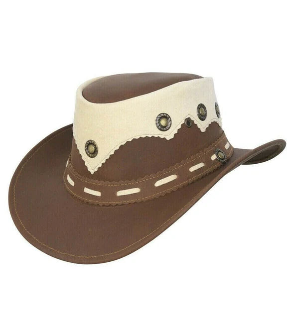 Real Oily Leather Outback Bush Hat Western Aussie Style Hat