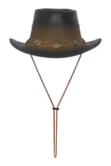 Leather Cowboy Western Hat  Aussie Style with Conchos