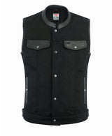 Biker Denim Club Style Anarchy BLACK Vest with Conceal Carry Pockets both sides