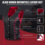 WCWV95841TPINKEYELET WOMEN SIDE LACE VEST M/O BUFFALO LEATHER PINK/BLK