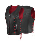 WCWV95841REDEYELET WOMEN SIDE LACE VEST M/O BUFFALO LEATHER Red/BLK