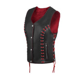 WCWV95841REDEYELET WOMEN SIDE LACE VEST M/O BUFFALO LEATHER Red/BLK