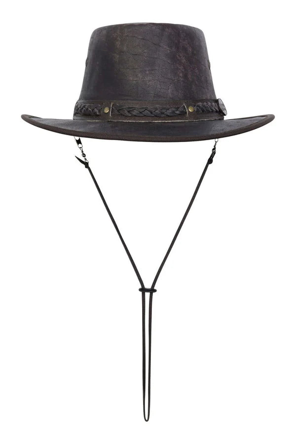 Brown Real Leather Crushable Travel Bush Hat