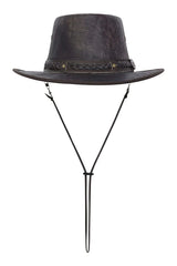 Brown Real Leather Crushable Travel Bush Hat