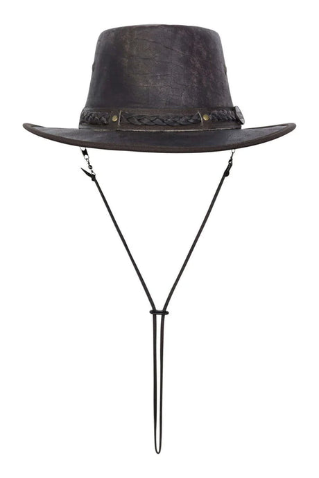 Brown Real Leather Crushable Travel Bush Hat